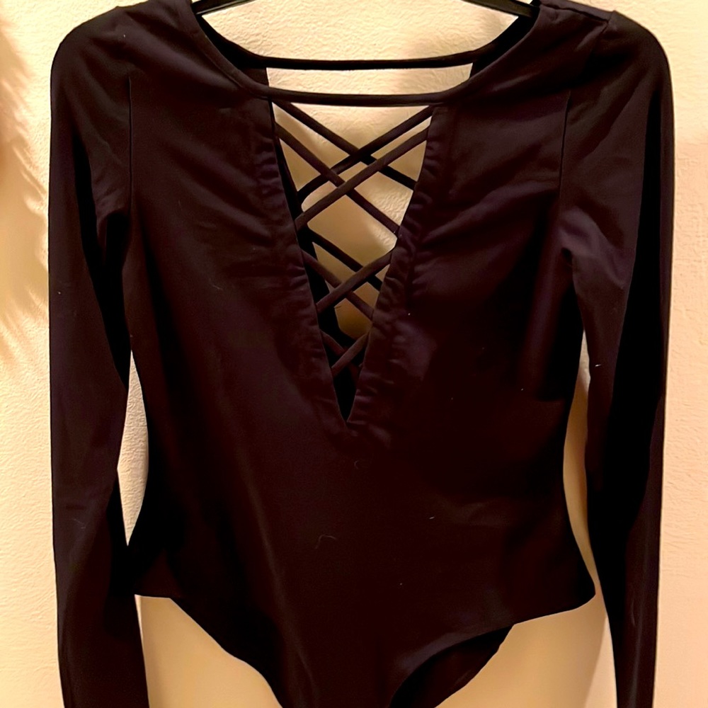 Black Strappy Bodysuit. Medium
